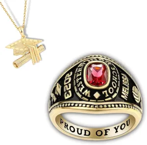 PJM Mementos USA Premium Class Ring Authentic Class Ring for Women  Classic Collection  Genuine 925 Sterling Silver or 10KT Gold  Customized High School College University Women's Class Ring  Graduation Gifts