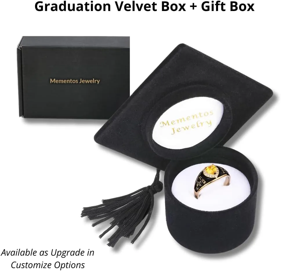 PJM Mementos USA Premium Class Ring Authentic Class Ring for Women  Classic Petite Collection  Genuine 925 Sterling Silver or 10KT Gold  Customized High School College University Women's Class Ring  Graduation Gifts