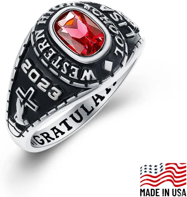 PJM Mementos USA Premium Class Ring Authentic Class Ring for Women  Classic Petite Collection  Genuine 925 Sterling Silver or 10KT Gold  Customized High School College University Women's Class Ring  Graduation Gifts