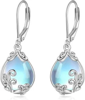 POPLYKE Celtic Filigree Teardrop Drop Dangle Earrings Sterling Silver Leverback Earrings Jewelry for Women
