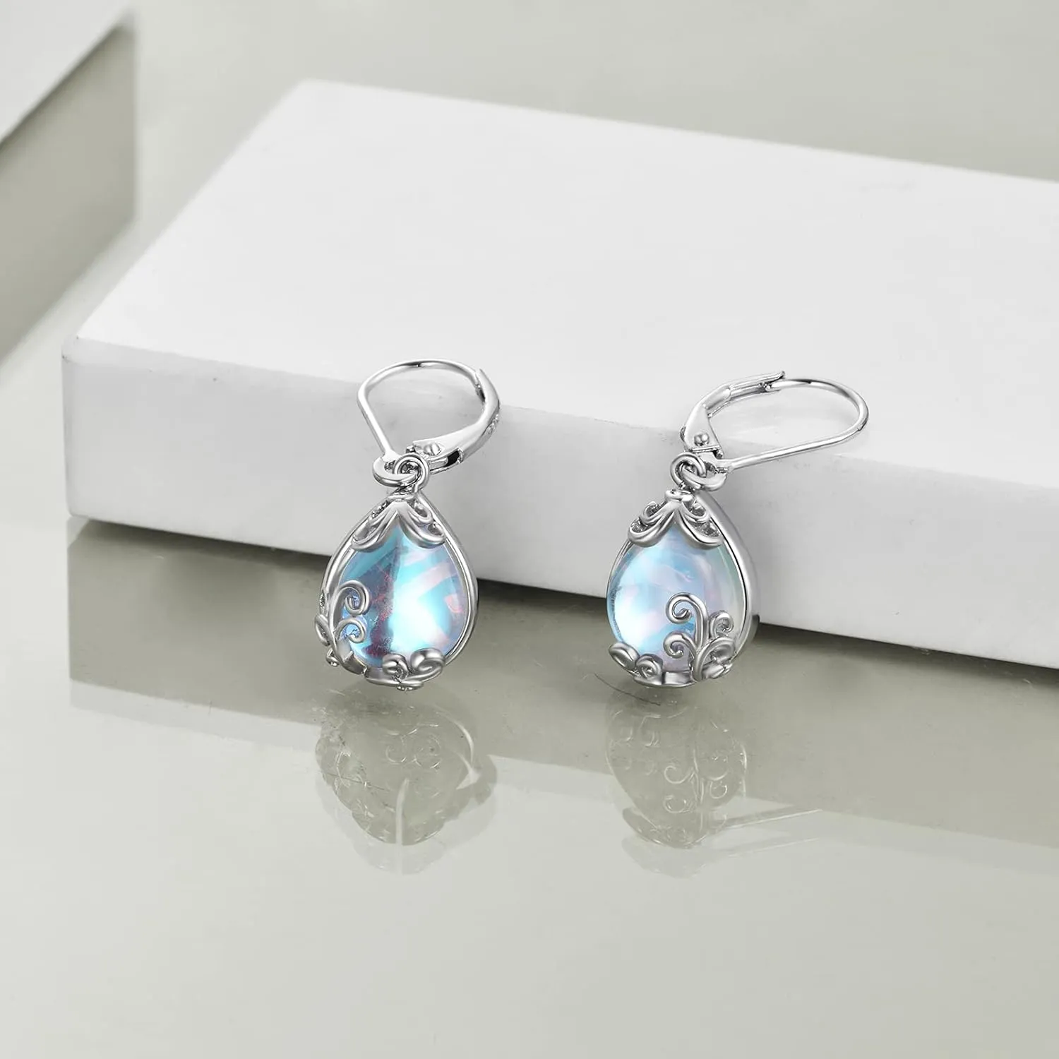 POPLYKE Celtic Filigree Teardrop Drop Dangle Earrings Sterling Silver Leverback Earrings Jewelry for Women