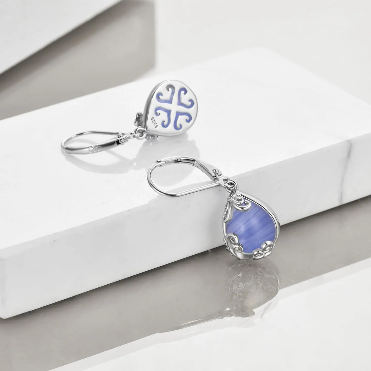 POPLYKE Celtic Filigree Teardrop Drop Dangle Earrings Sterling Silver Leverback Earrings Jewelry for Women