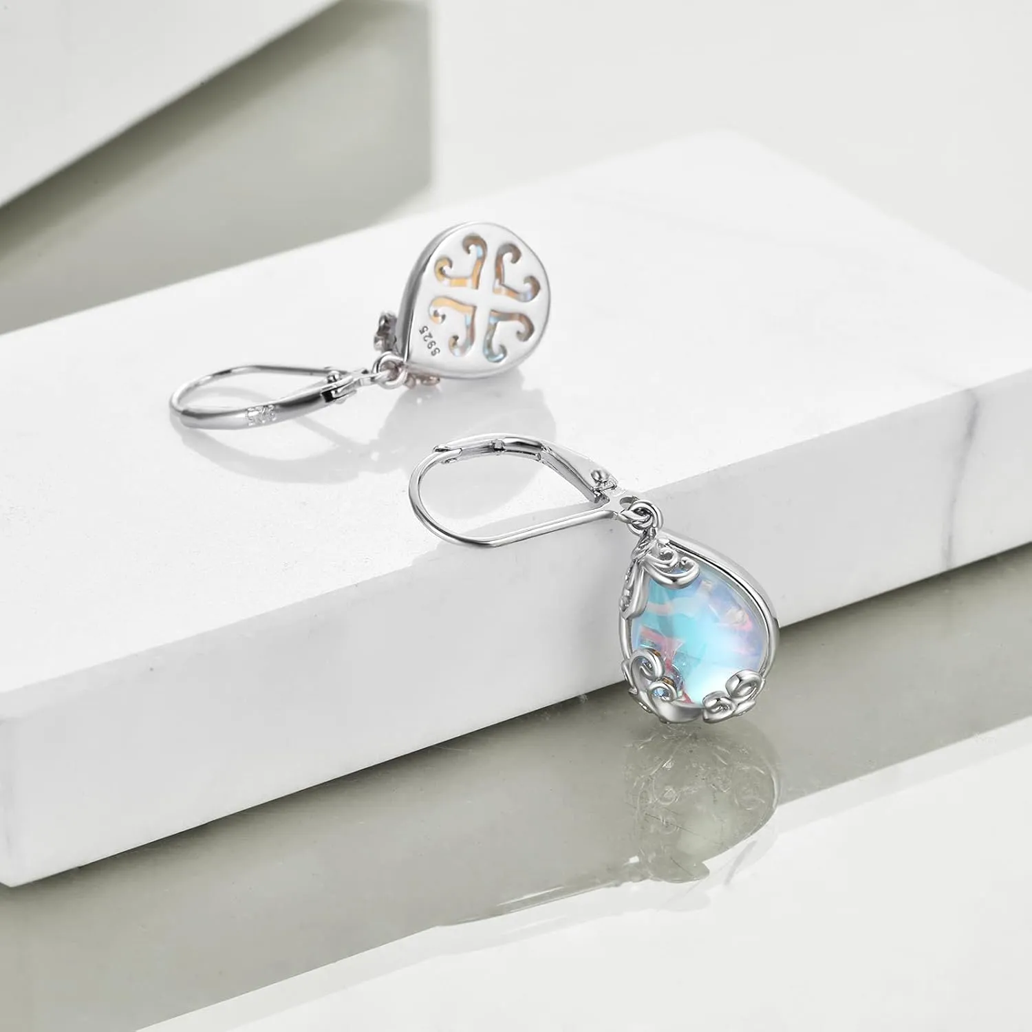 POPLYKE Celtic Filigree Teardrop Drop Dangle Earrings Sterling Silver Leverback Earrings Jewelry for Women