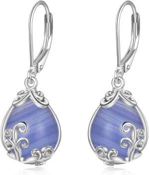 POPLYKE Celtic Filigree Teardrop Drop Dangle Earrings Sterling Silver Leverback Earrings Jewelry for Women