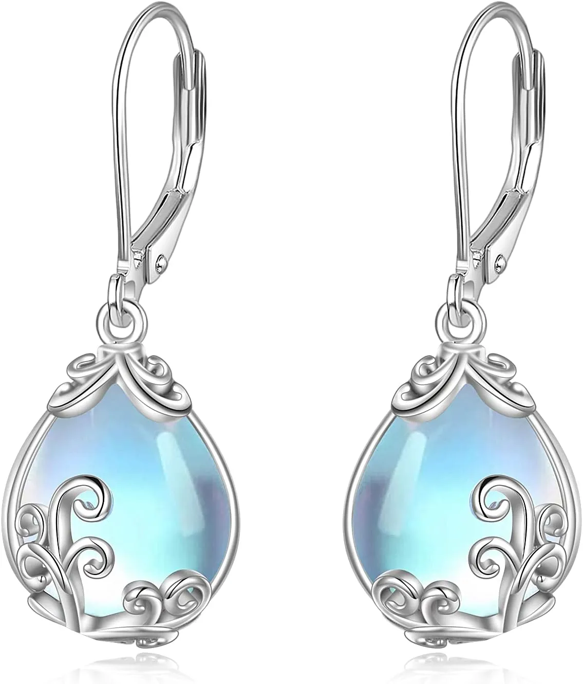POPLYKE Celtic Filigree Teardrop Drop Dangle Earrings Sterling Silver Leverback Earrings Jewelry for Women