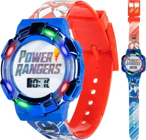 Power Rangers Kids Watch  Light-Up Bezel with Rotating Lights, LCD Display, Easy-to-Read, Adjustable Plastic Strap  Perfect for Boys and Girls
