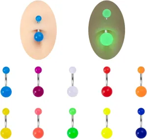 POYAMUSE Glow in the Dark Belly Button Rings - 14G Acrylic Belly Button Piercing Jewelry