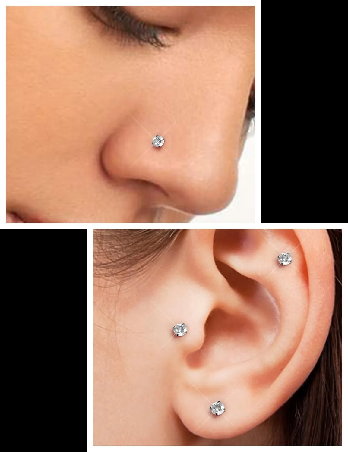 Prjndjw 16G Lip Rings Stud Surgical Steel Internal Thread CZ Stud Piercing For Tragus/Nose/Helix/Conch/Medusa/Lip/Labret - Helix Tragus Cartilage Earring For Women Men 8PCS Piercing Taper