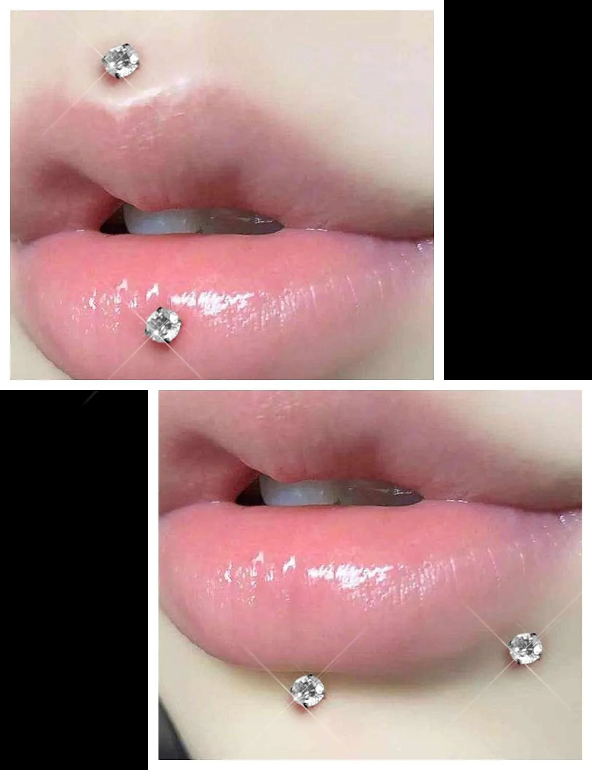 Prjndjw 16G Lip Rings Stud Surgical Steel Internal Thread CZ Stud Piercing For Tragus/Nose/Helix/Conch/Medusa/Lip/Labret - Helix Tragus Cartilage Earring For Women Men 8PCS Piercing Taper