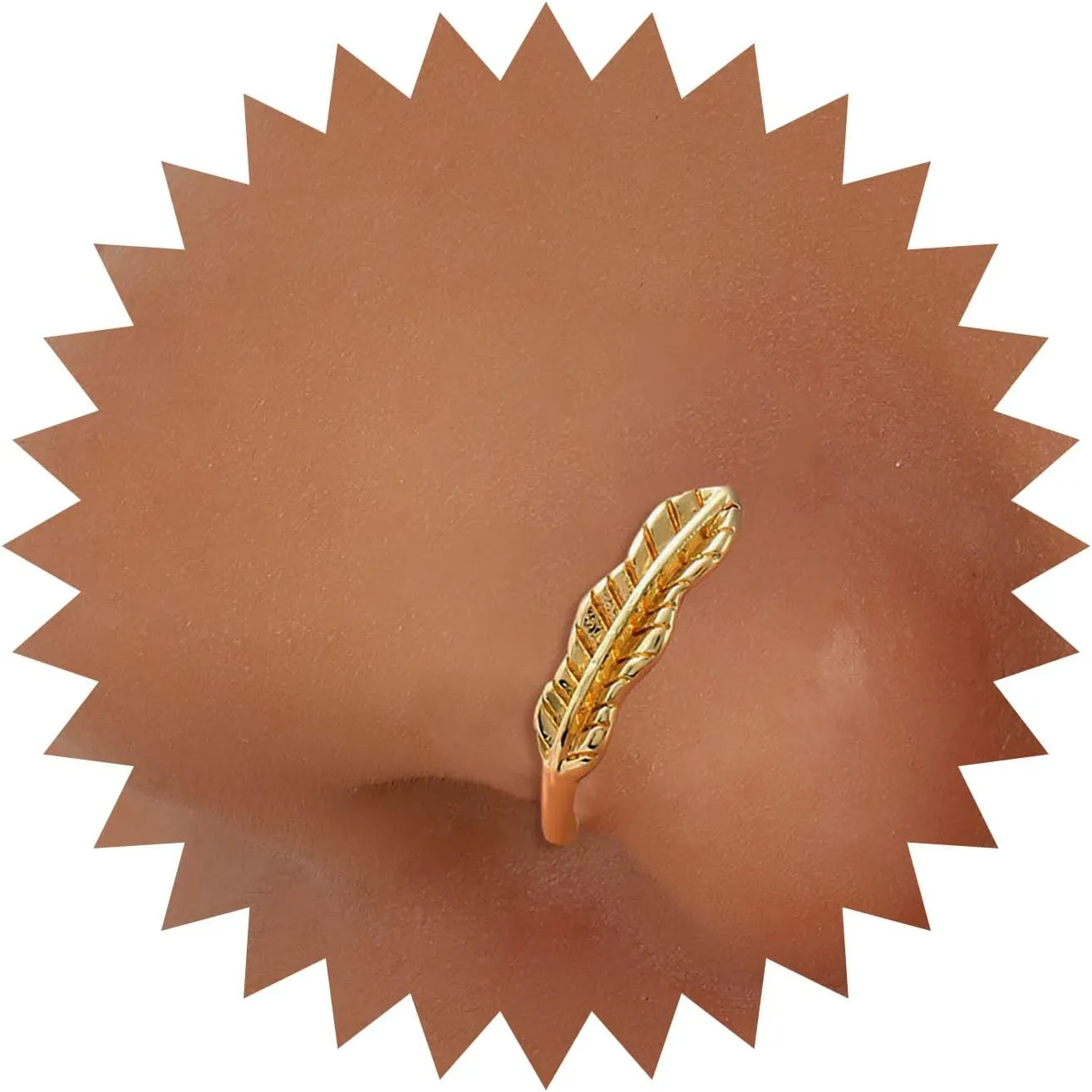Punk Nose Ring Gold Leaf Nose Ring Hoop Tiny Leaf Non Piercing Nose Ring Minimal Leaf Clip On Nose Ring Jewelry for Women and Girls Gifts