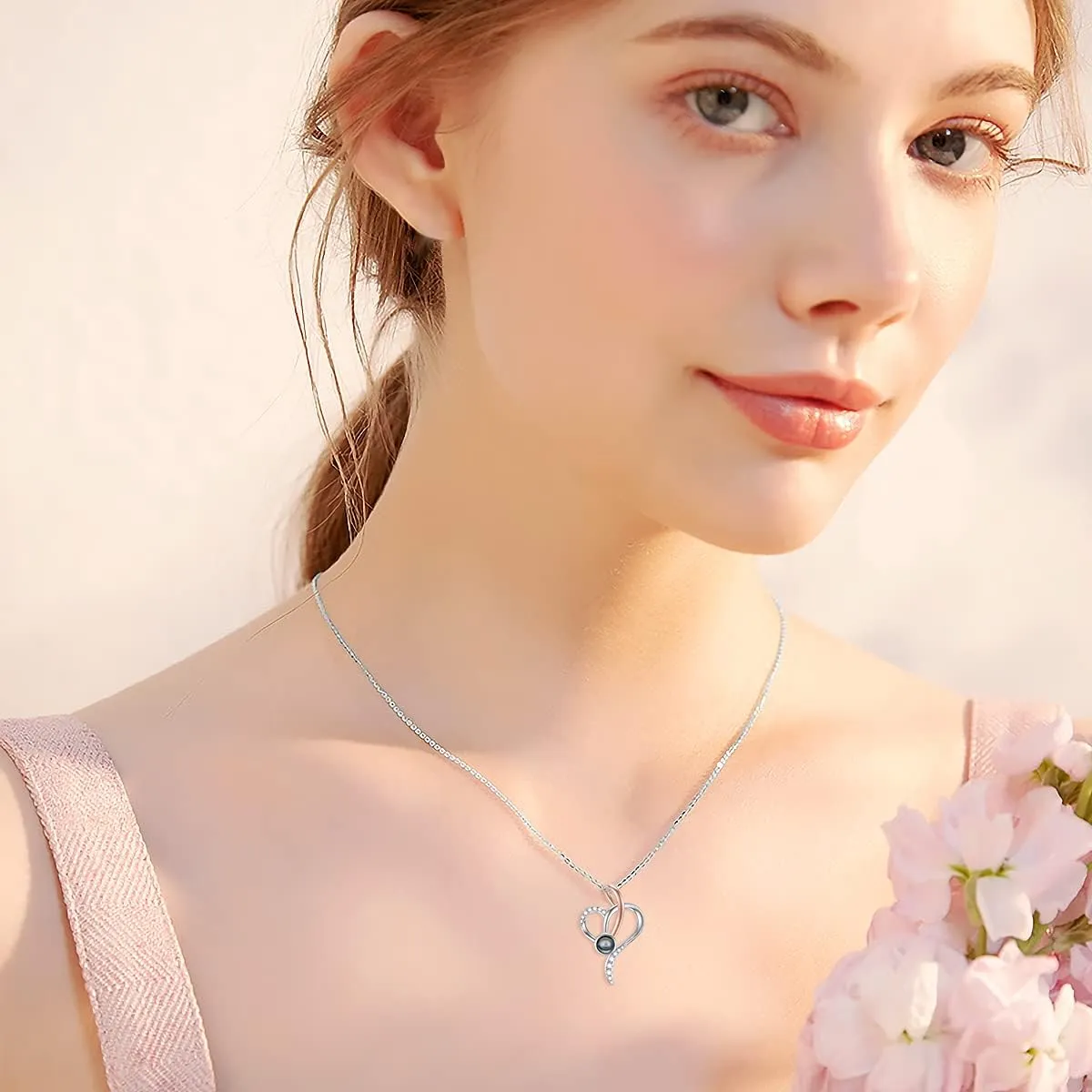 PYTALI I Love You Necklace 100 Languages Customized Projection Necklace for Women Sterling Silver