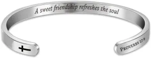 Q&Locket Inspirational Bracelet Christian Gift for Women Personalized Custom Engraved Religious Holy Bible Verse Cuff Bangle Bracelets Mens