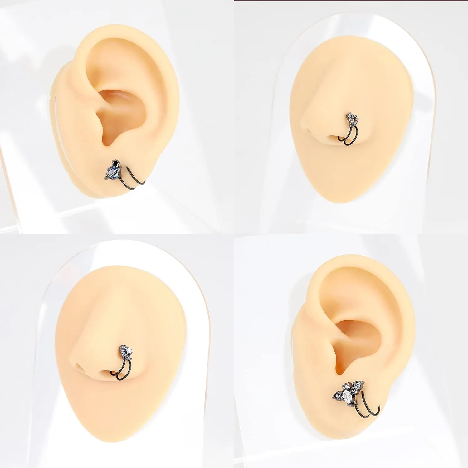 Qmcandy Stainless Steel Dangle Nose Hoop Spiral Twist Nose Studs Piercing Nose Ring for Women Men