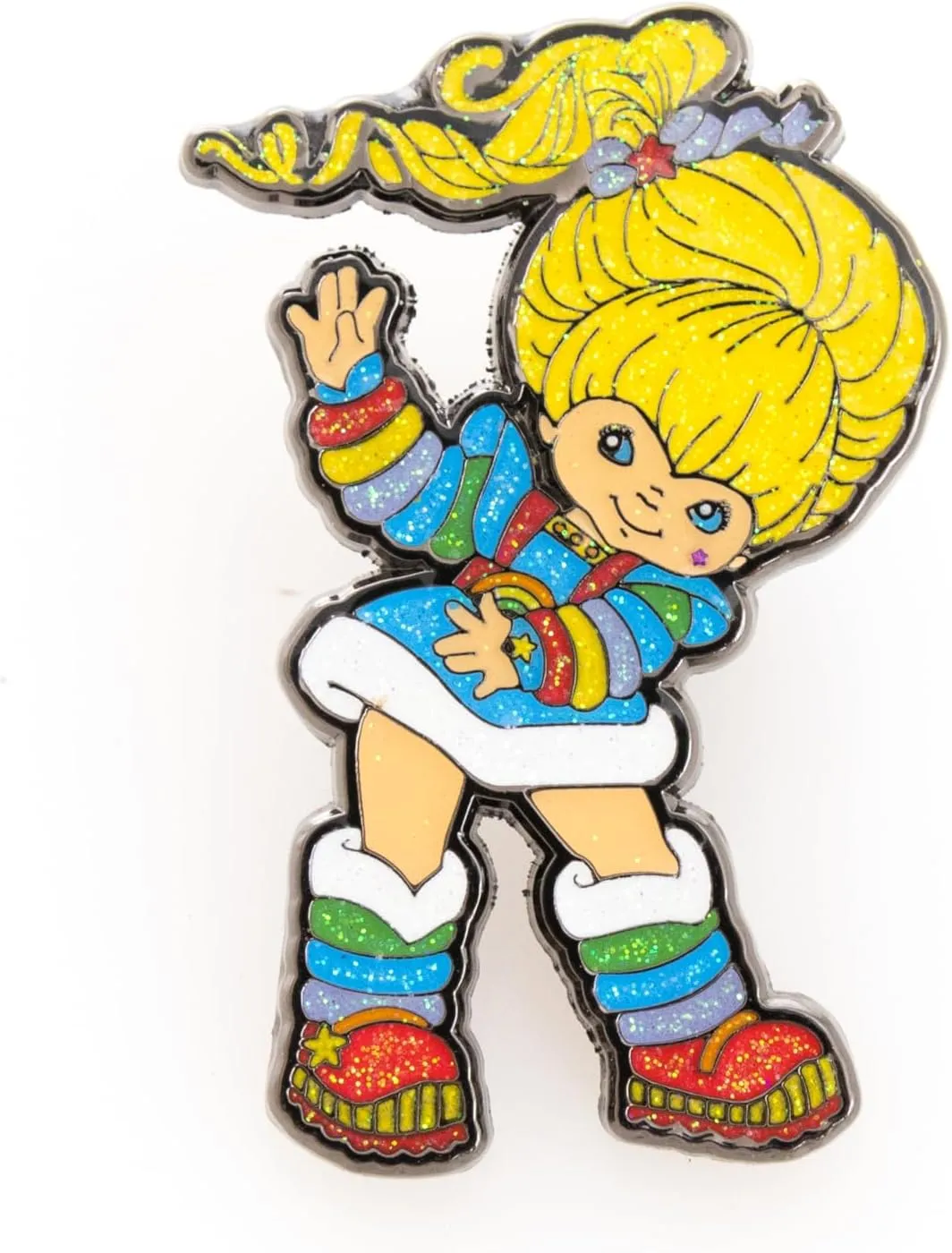 Rainbow Brite 'Limited Edition' 4-Pack Glitter Enamel Pin Set with Rainbow Brite, Twink, Tickled Pink & Stormy Pins