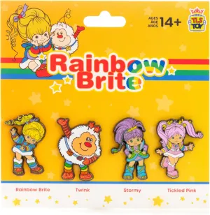Rainbow Brite 'Limited Edition' 4-Pack Glitter Enamel Pin Set with Rainbow Brite, Twink, Tickled Pink & Stormy Pins