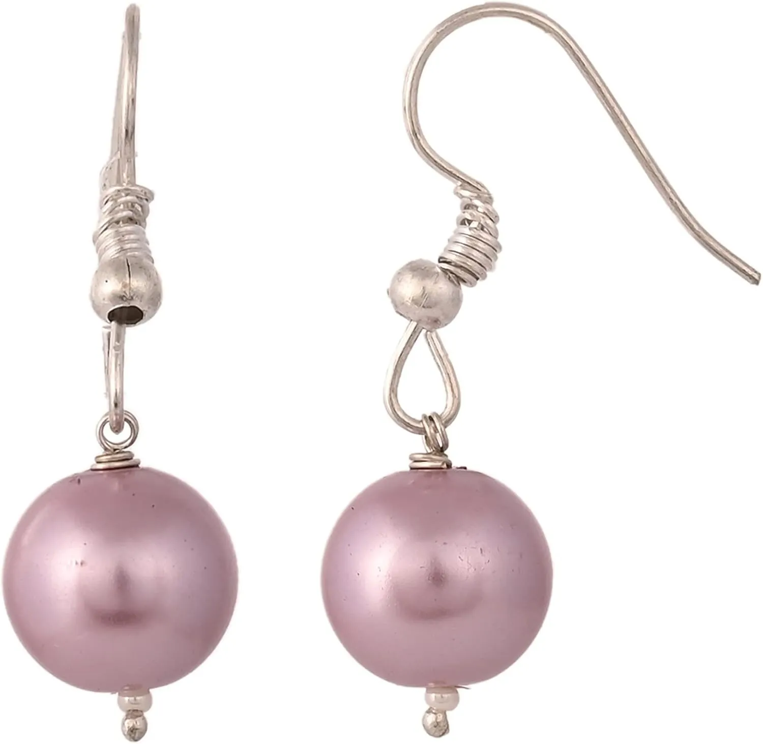 Ratnavali Jewels Shell Cultured 10mm Pearl Double Strand Necklace for Women in 18 Inch Length with Hook Earrings