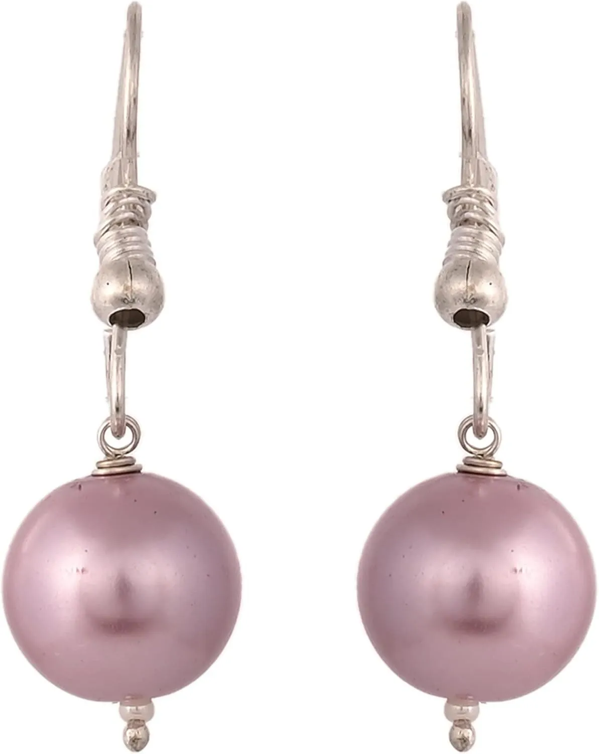 Ratnavali Jewels Shell Cultured 10mm Pearl Double Strand Necklace for Women in 18 Inch Length with Hook Earrings