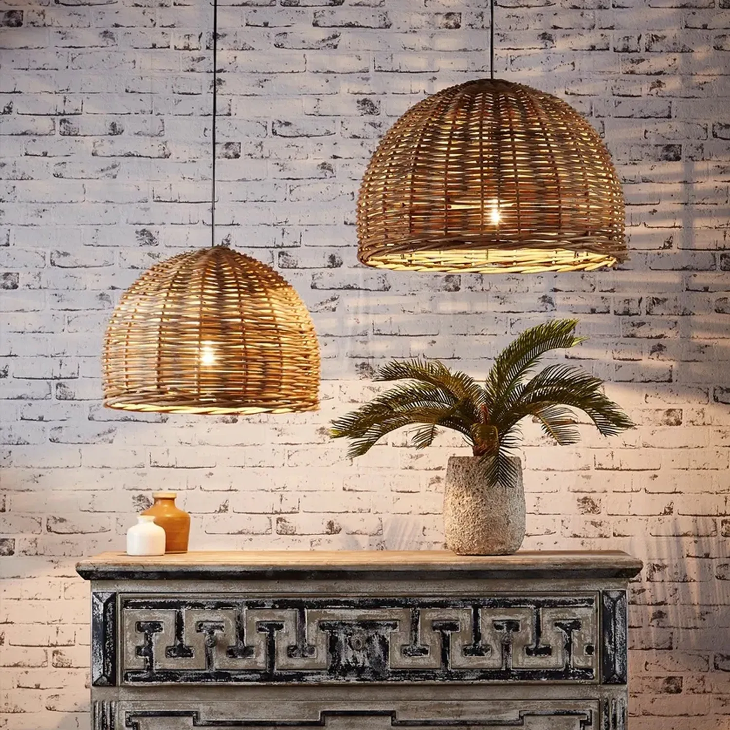 Rattan Pendant Light Small in Brown