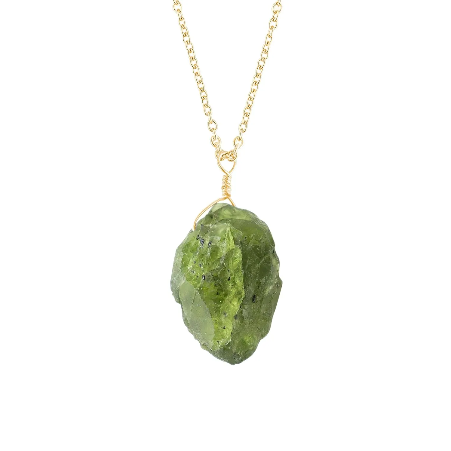 Raw Crystal Necklace,Peridot Rough Stone Necklace, Dainty Stone Pendant, Healing Crystals Healing Stone Pendant for Beauty, Love and Positive Energy, Jewelry Gift (peridot)