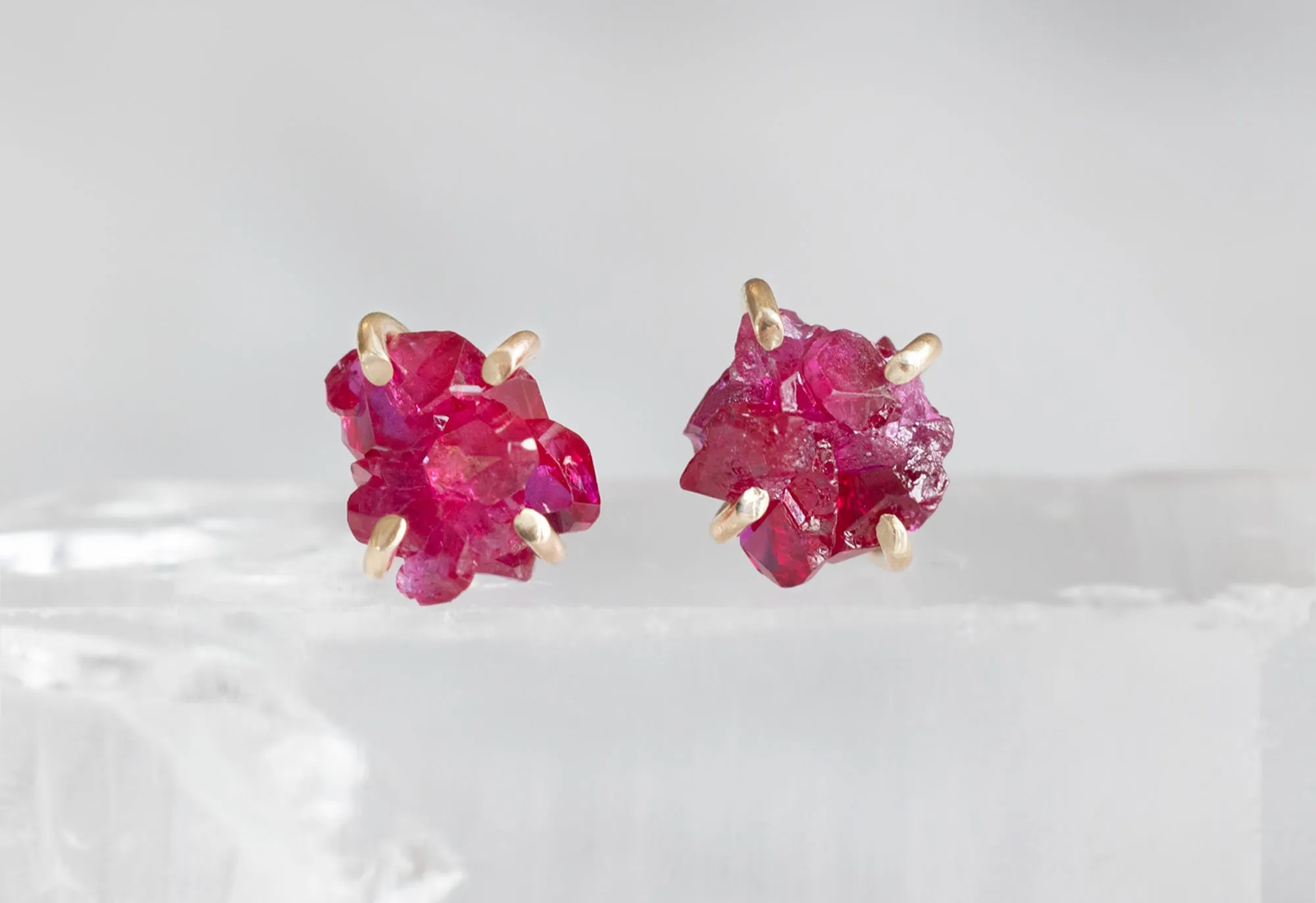 Raw Gemstone Stud Earrings