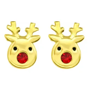 Red Nose Reindeer Stud Earrings | Festive Christmas Holiday Stud Earrings for Women and Girls (Gold Vermeil)