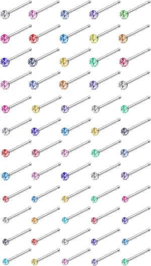 REVOLIA 60-120Pcs 22G 316L Stainless Steel Nose Studs Rings Piercing Body Jewelry 1.5-2.5mm