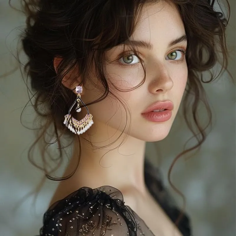 Rhinestone Chandelier Earrings for Women Dainty Sparkly 14K Gold Bohemian Cubic Zirconia Crystal Pearl Ball Tassel Teardrop Dangle Drop Statement Earrings Bridal Wedding Party Prom Jewelry Gifts