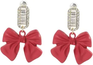 Ribbon Bow Dangle Earrings Rhinestone Matte Black Red Vintage Earrings Bow Tie Sparkly Party Sweet Wedding Bride Earrings