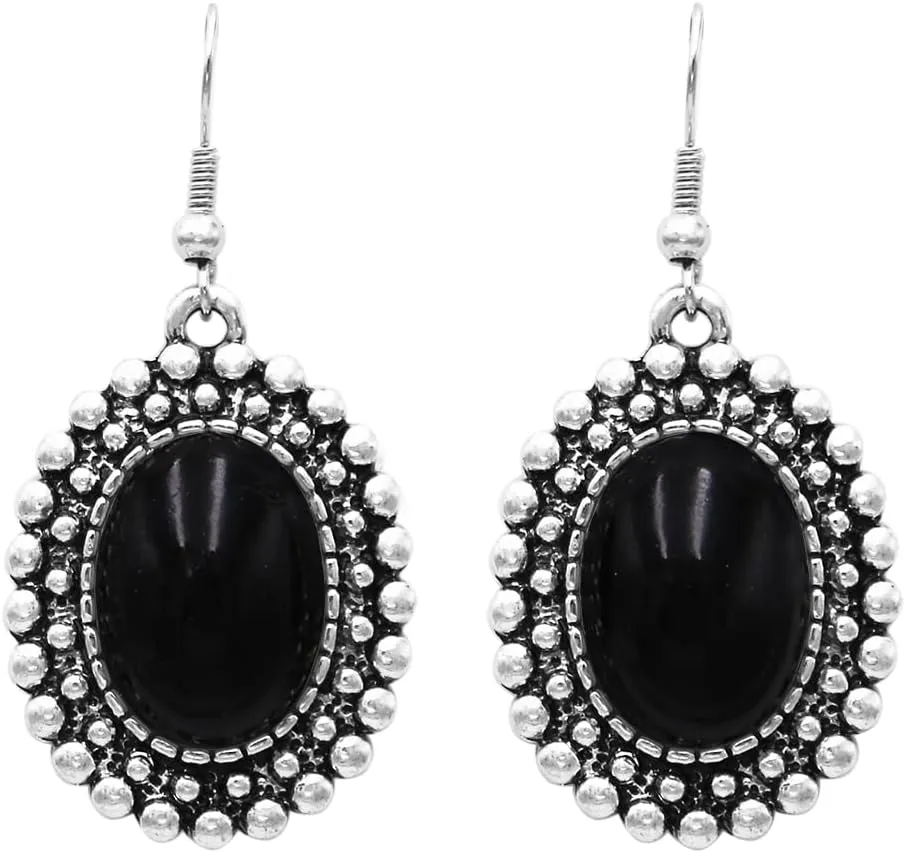 Rosemarie & Jubalee Women's Western Style Silver Tone Concho Medallion with Natural Howlite Necklace Earrings Set, 26" 3" Extension