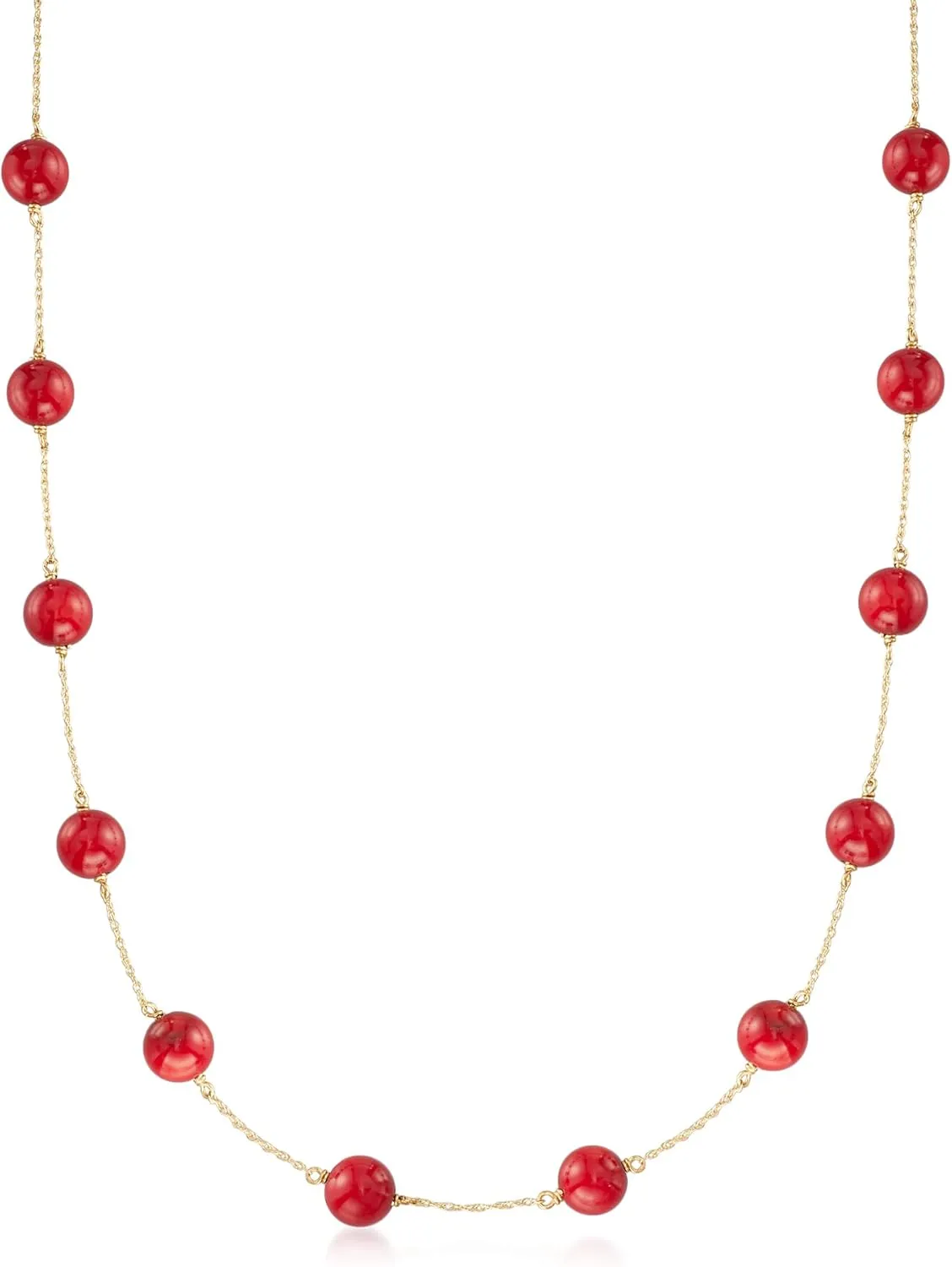 Ross-Simons 8mm Gemstone Bead Station Necklace in 14kt Yellow Gold