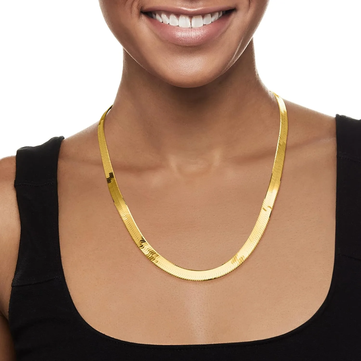 Ross-Simons Italian 8mm 18kt Gold Over Sterling Herringbone Necklace