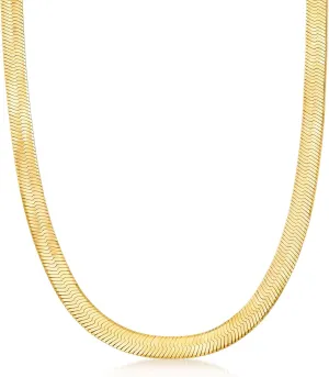 Ross-Simons Italian 8mm 18kt Gold Over Sterling Herringbone Necklace