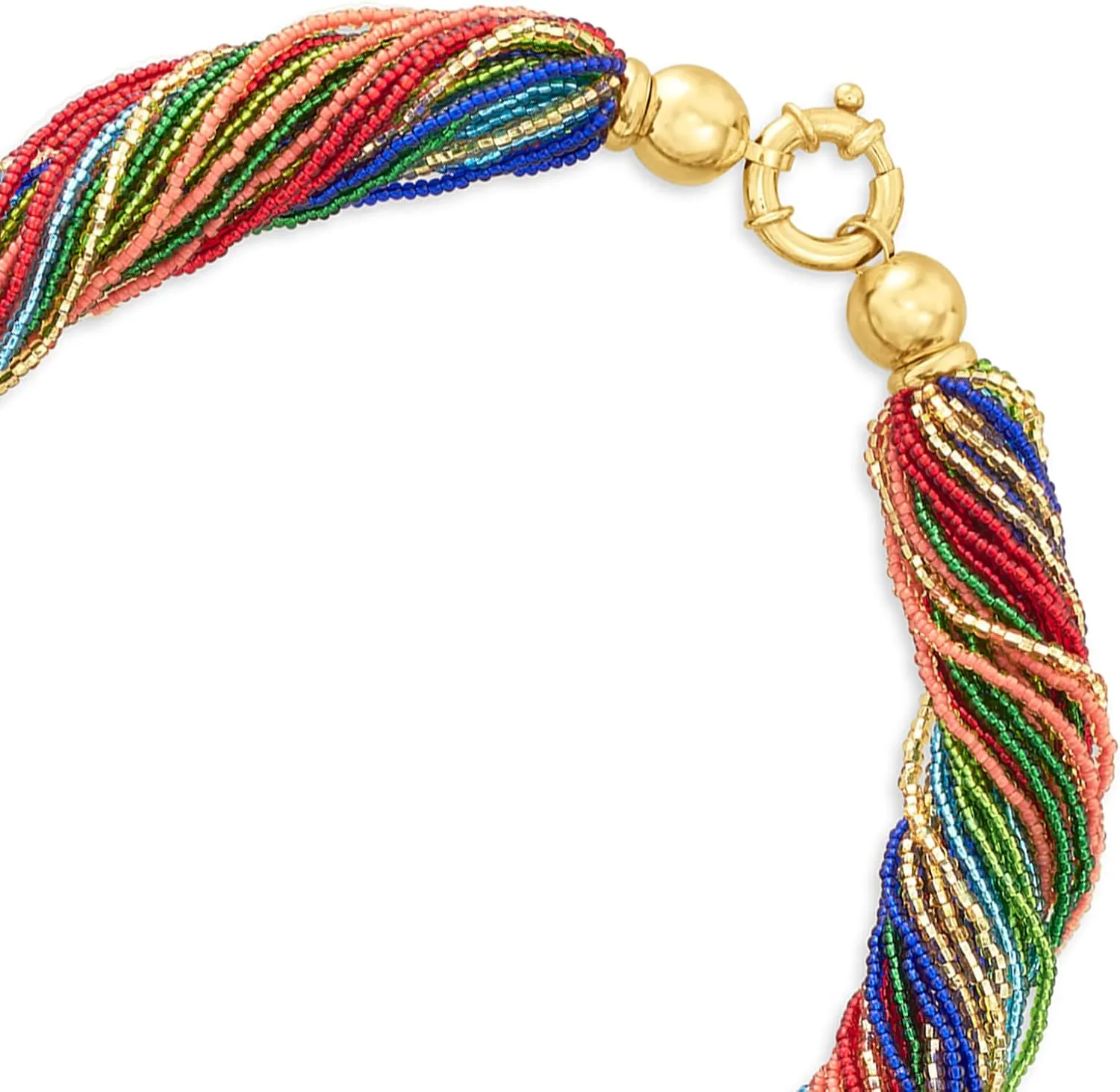 Ross-Simons Italian Multicolored Murano Glass Bead Torsade Necklace With 18kt Gold Over Sterling