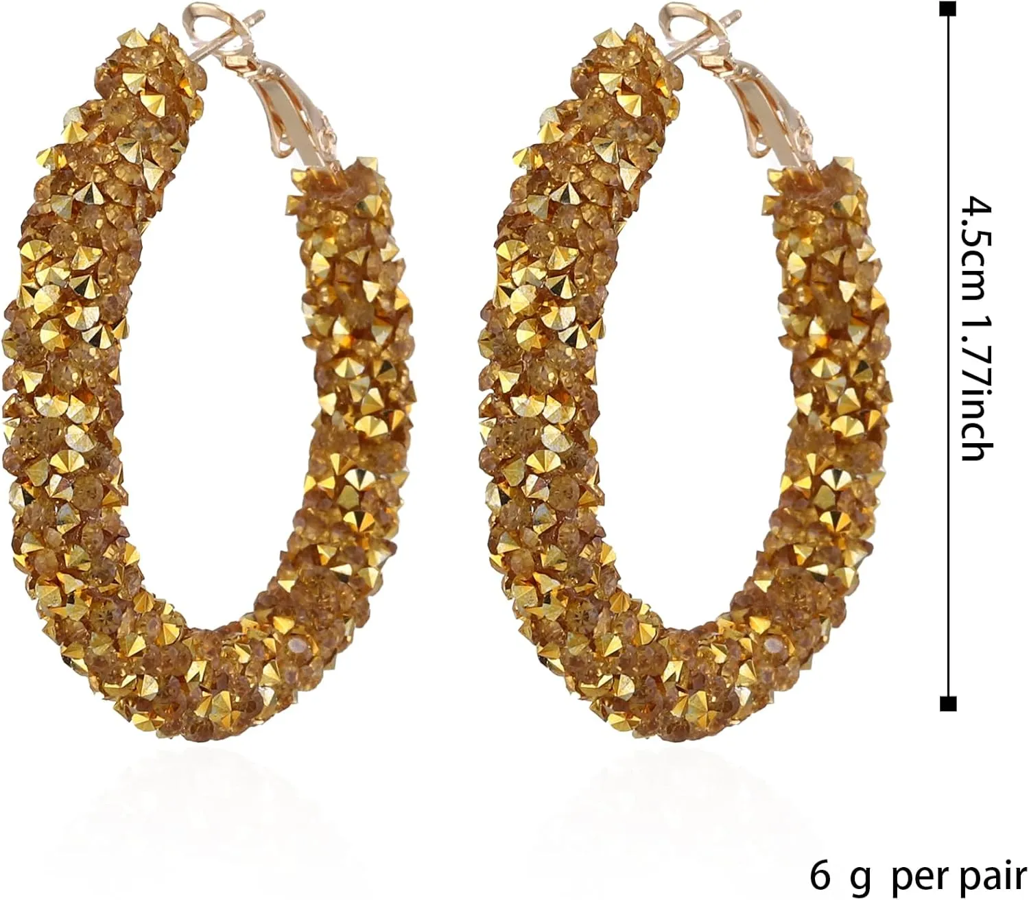 Round Circle Glitter Hoop Earrings Bohemian Sparkle Resin Rhinestone Wrapped Drop Dangle Earrings Jewelry for Women