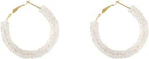 Round Circle Glitter Hoop Earrings Bohemian Sparkle Resin Rhinestone Wrapped Drop Dangle Earrings Jewelry for Women