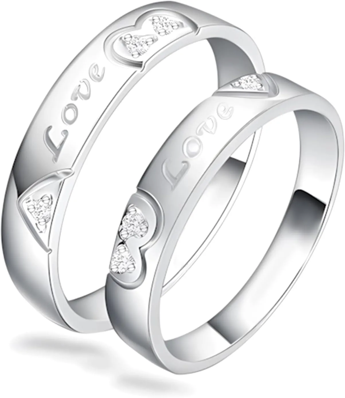 S925 Silver/10K/14K/18K Gold Couple Ring, Moissanite Couple Wedding Rings Set for Men and Women, Customized Couple Love Matching Promise Bands Free Engraving for Engagement Valentine's Day
