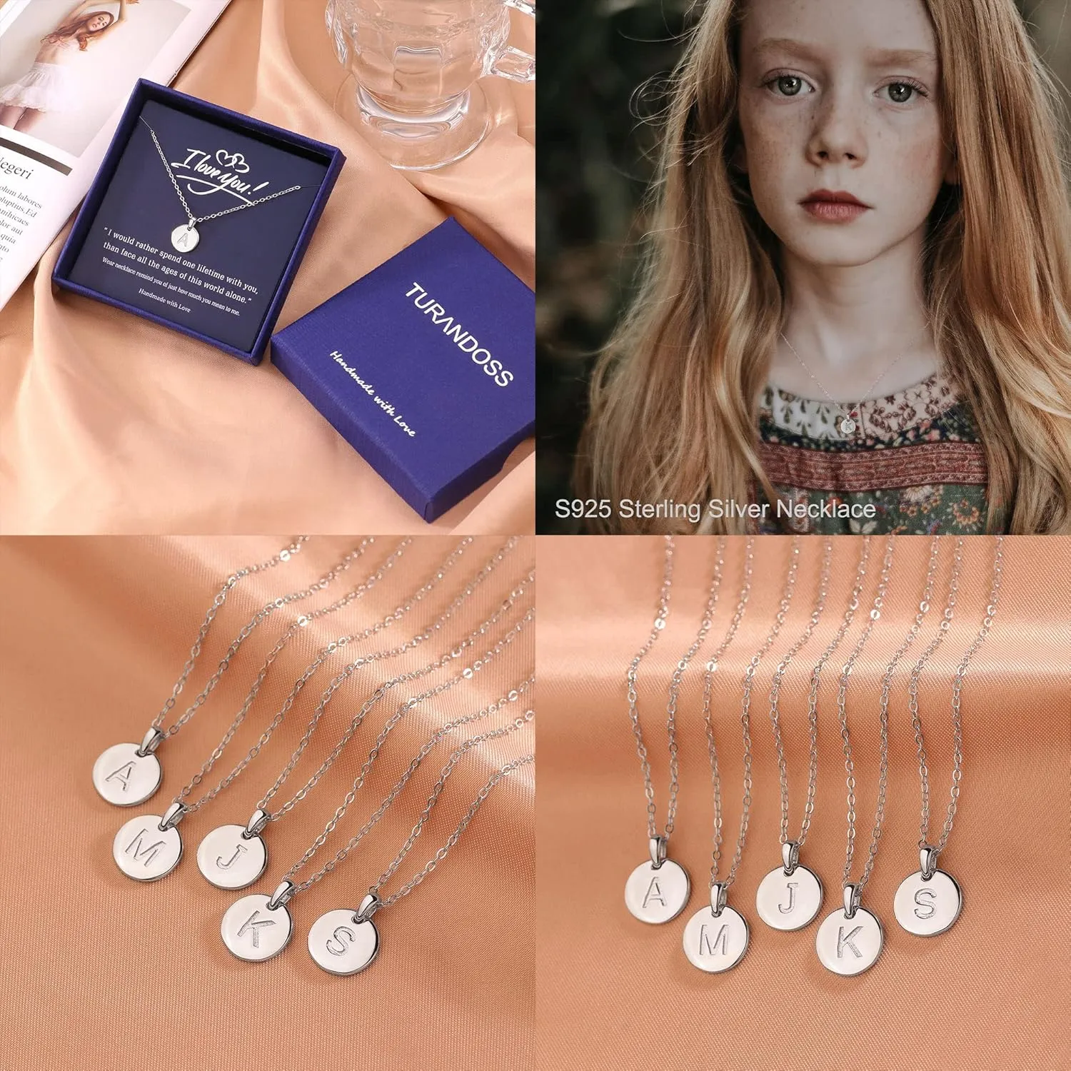S925 Sterling Silver Disc Initial Necklaces for Women, Hypoallergenic Round Disc Initial Pendant Letter Initial Pendant S925 Sterling Silver Initial Necklace for Women Jewelry Gifts