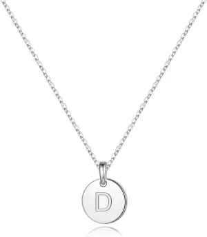 S925 Sterling Silver Disc Initial Necklaces for Women, Hypoallergenic Round Disc Initial Pendant Letter Initial Pendant S925 Sterling Silver Initial Necklace for Women Jewelry Gifts