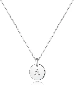 S925 Sterling Silver Disc Initial Necklaces for Women, Hypoallergenic Round Disc Initial Pendant Letter Initial Pendant S925 Sterling Silver Initial Necklace for Women Jewelry Gifts