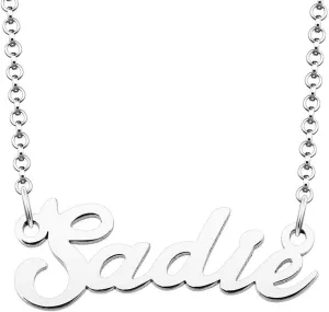 Sadie Name Necklace Custom Personalized in Silver Plate Gift for Women Couple