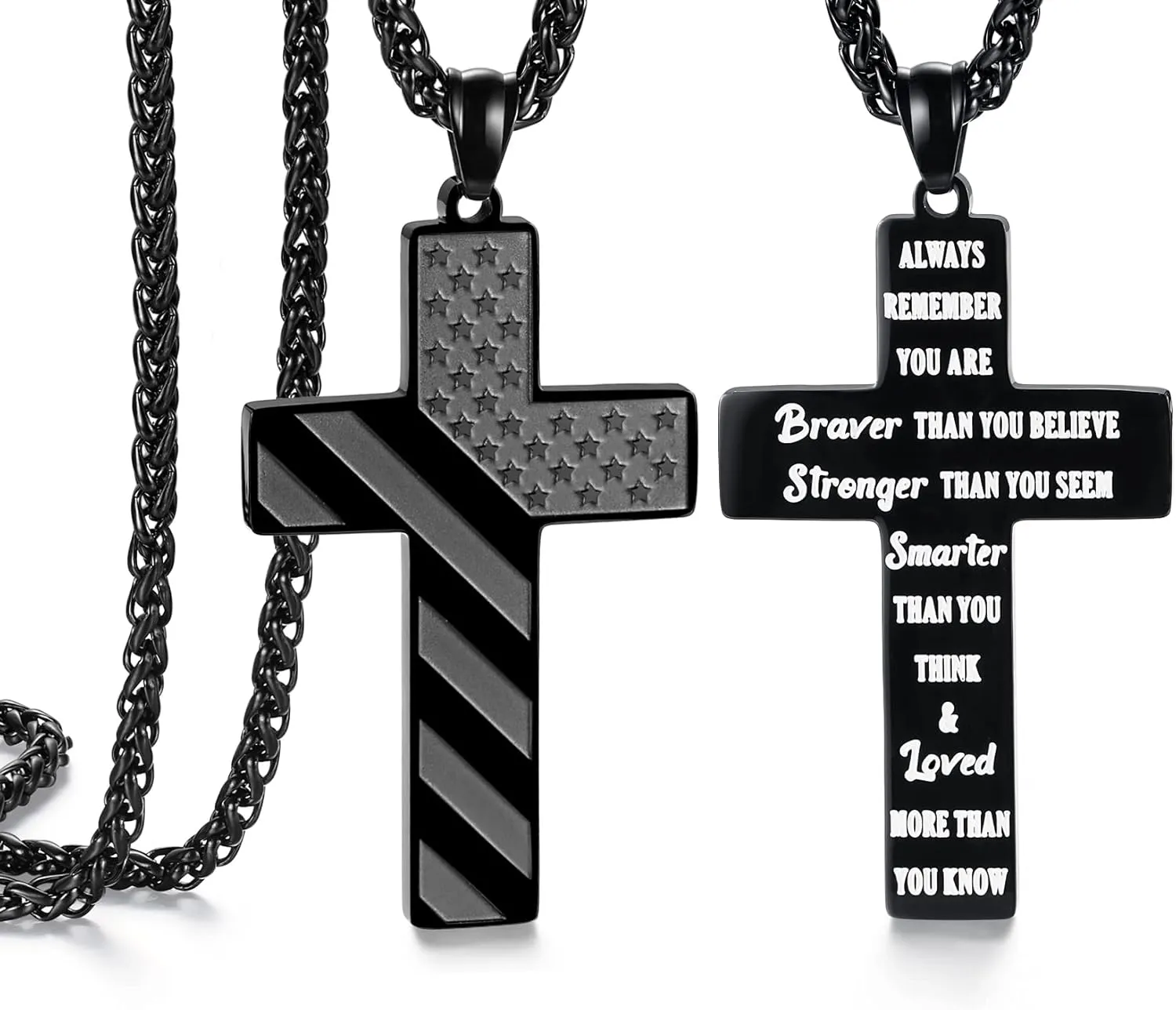 SAM & LORI Gifts for Teens/Men, American Flag Cross Necklace for Son/Boyfriend/Husband/Father on Birthday/Graduation/Fathers Day