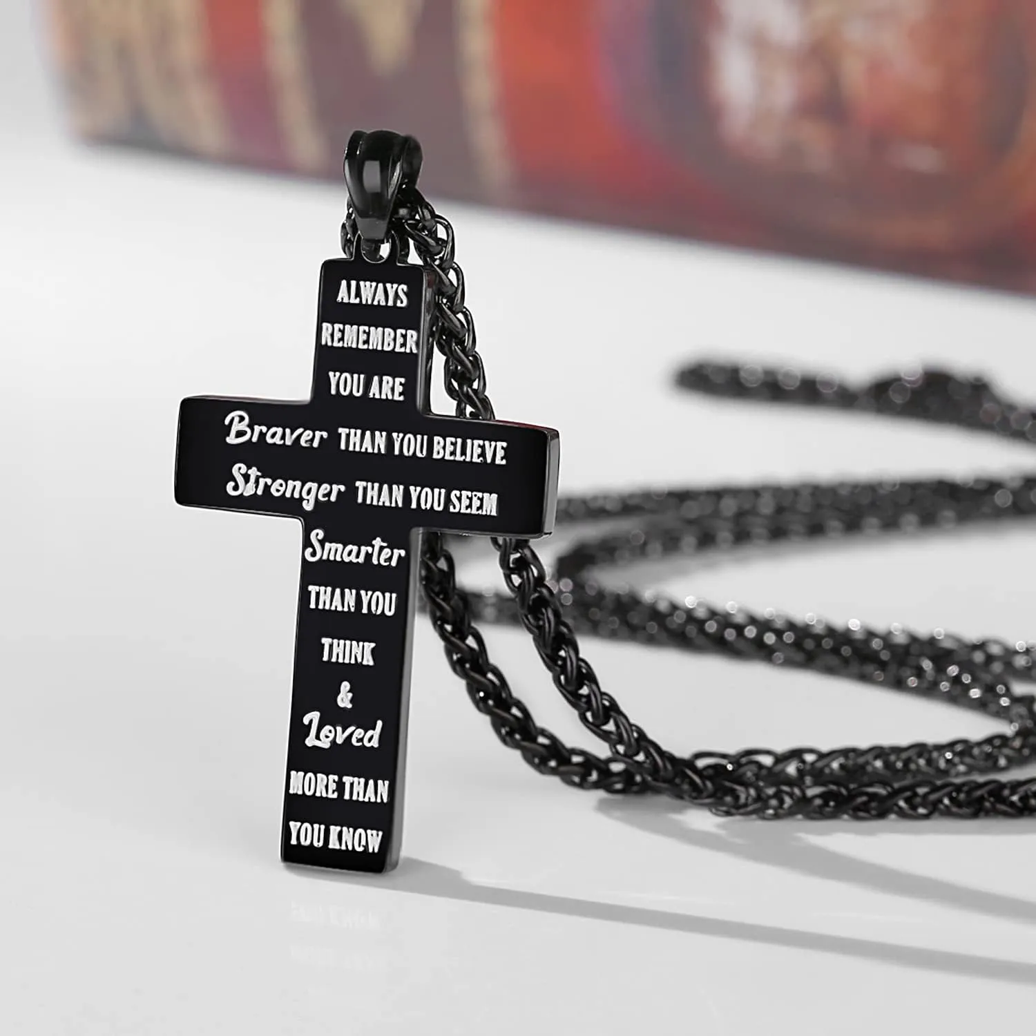 SAM & LORI Gifts for Teens/Men, American Flag Cross Necklace for Son/Boyfriend/Husband/Father on Birthday/Graduation/Fathers Day