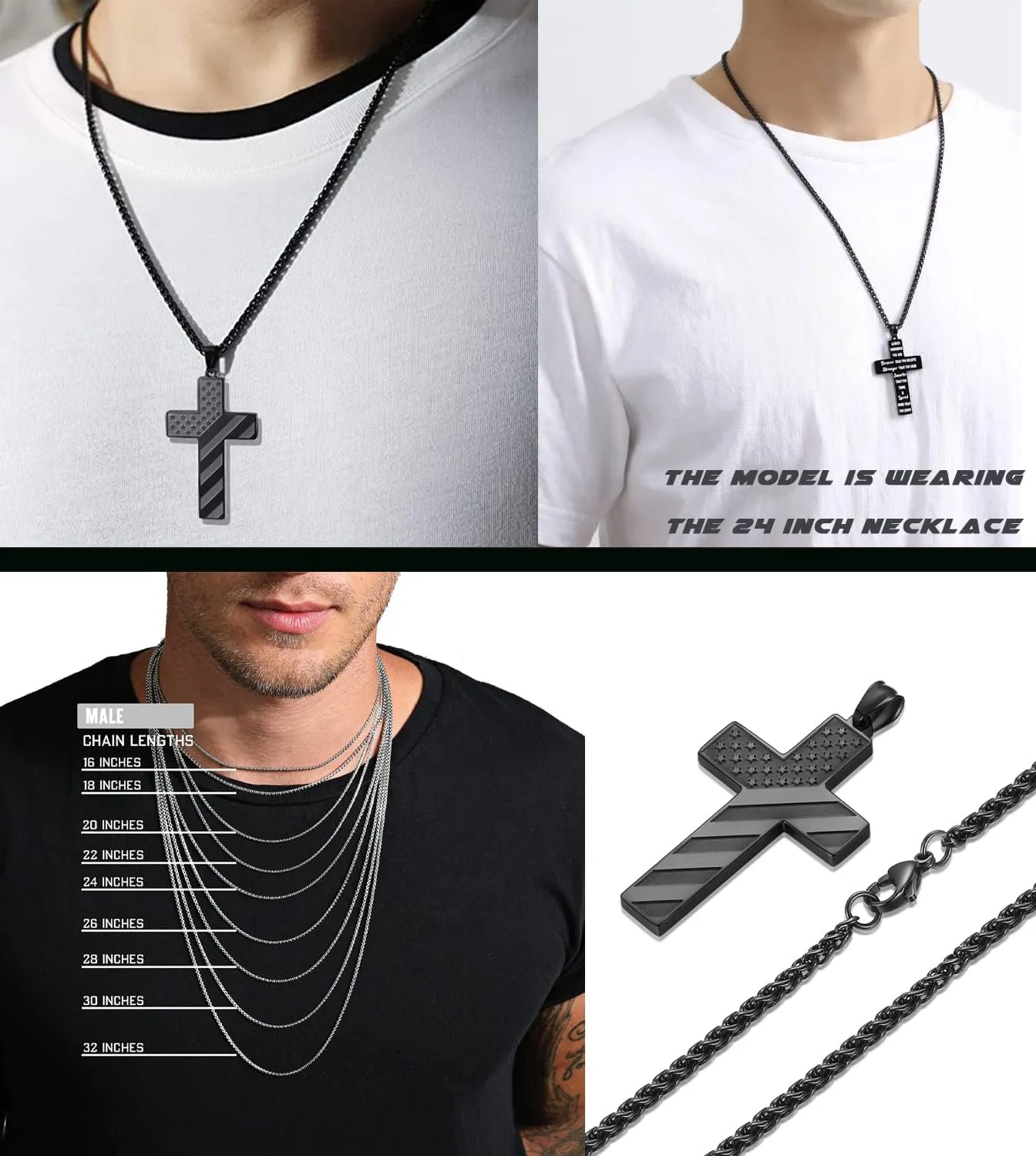 SAM & LORI Gifts for Teens/Men, American Flag Cross Necklace for Son/Boyfriend/Husband/Father on Birthday/Graduation/Fathers Day