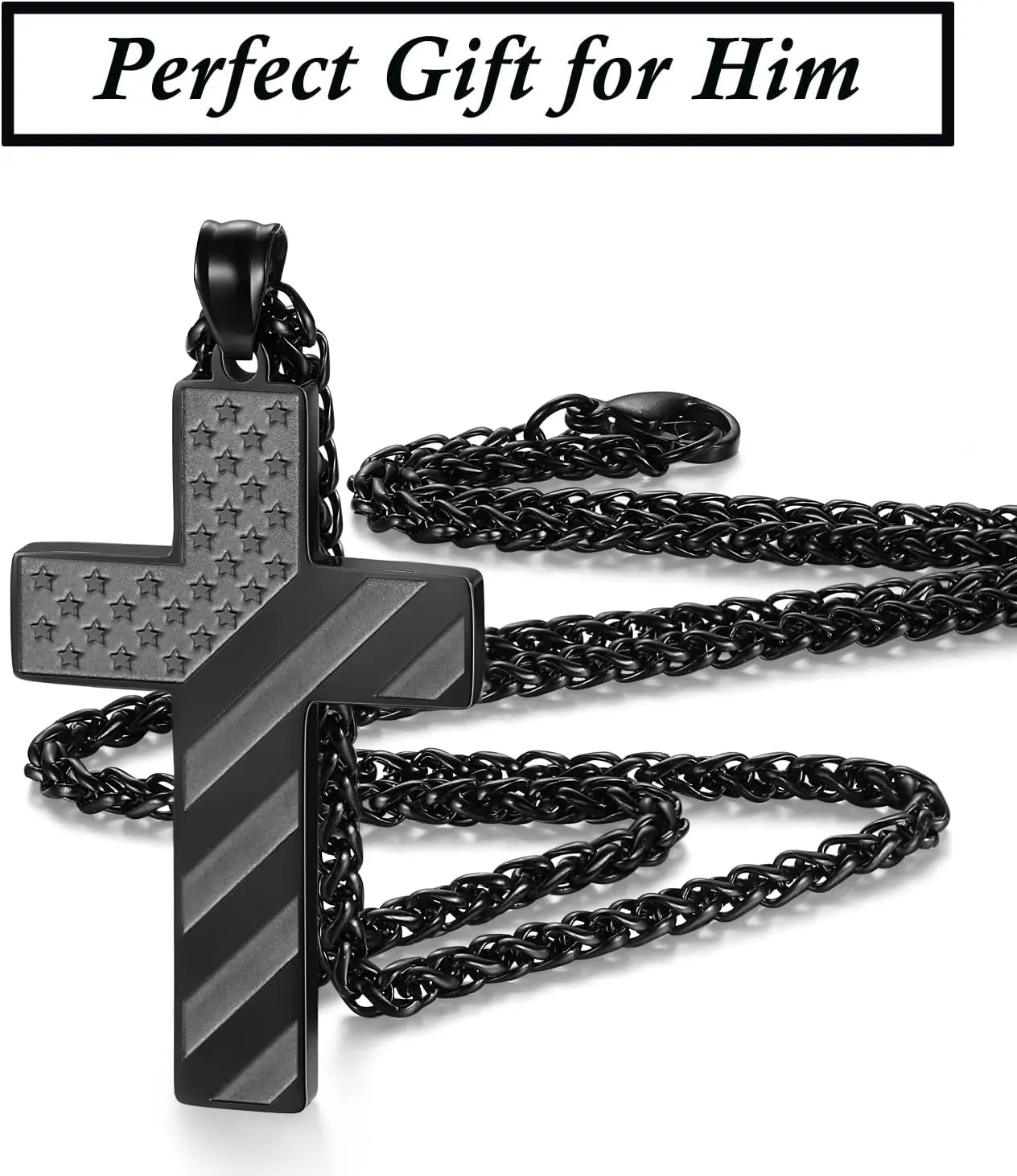 SAM & LORI Gifts for Teens/Men, American Flag Cross Necklace for Son/Boyfriend/Husband/Father on Birthday/Graduation/Fathers Day