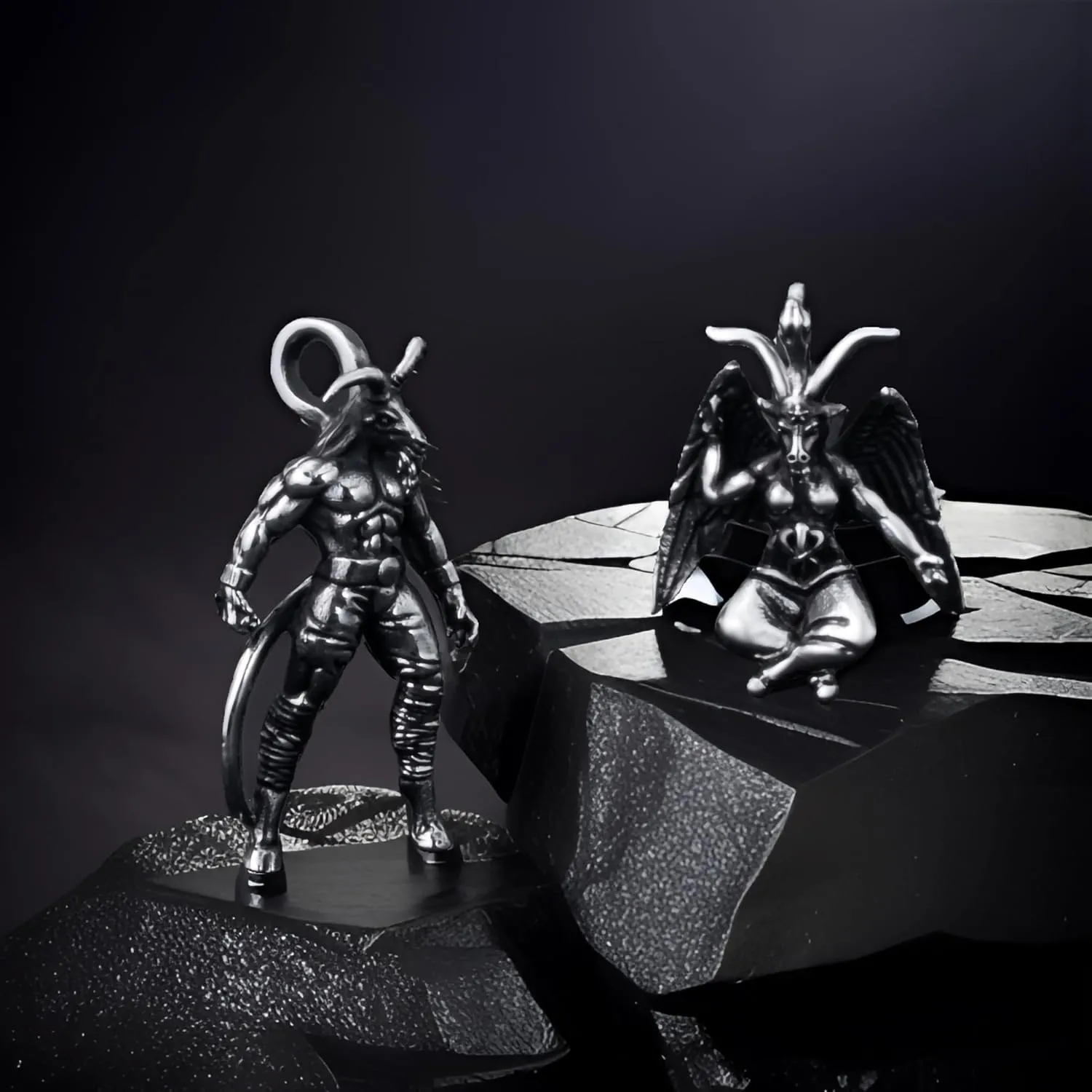 Satanic Necklace, Sigil of Baphomet Necklace, Stainless Steel Satan Church Jewelry, 3D Devil Demon Satan Goat Necklaces for Men Women