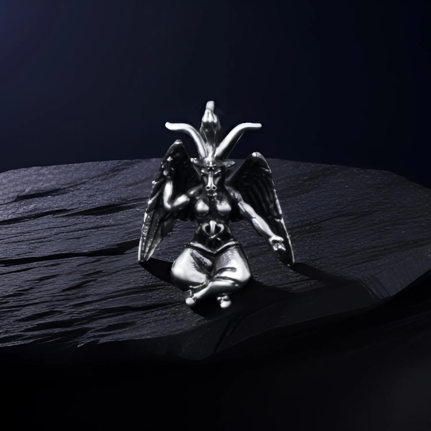 Satanic Necklace, Sigil of Baphomet Necklace, Stainless Steel Satan Church Jewelry, 3D Devil Demon Satan Goat Necklaces for Men Women