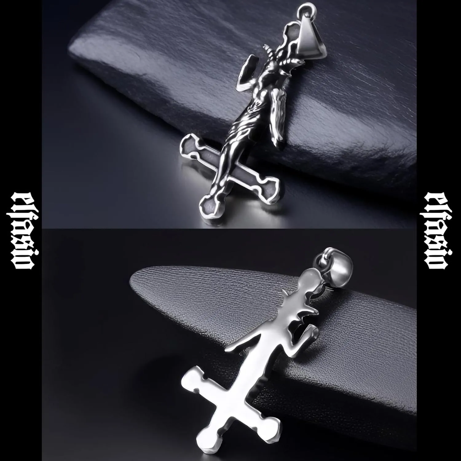 Satanic Necklace, Sigil of Baphomet Necklace, Stainless Steel Satan Church Jewelry, 3D Devil Demon Satan Goat Necklaces for Men Women