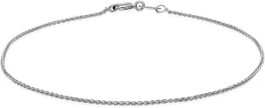 SEA OF ICE Sterling Silver 1mm Diamond-Cut Spiga Wheat Chain Bracelet For Women, Size 7.25" Italy
