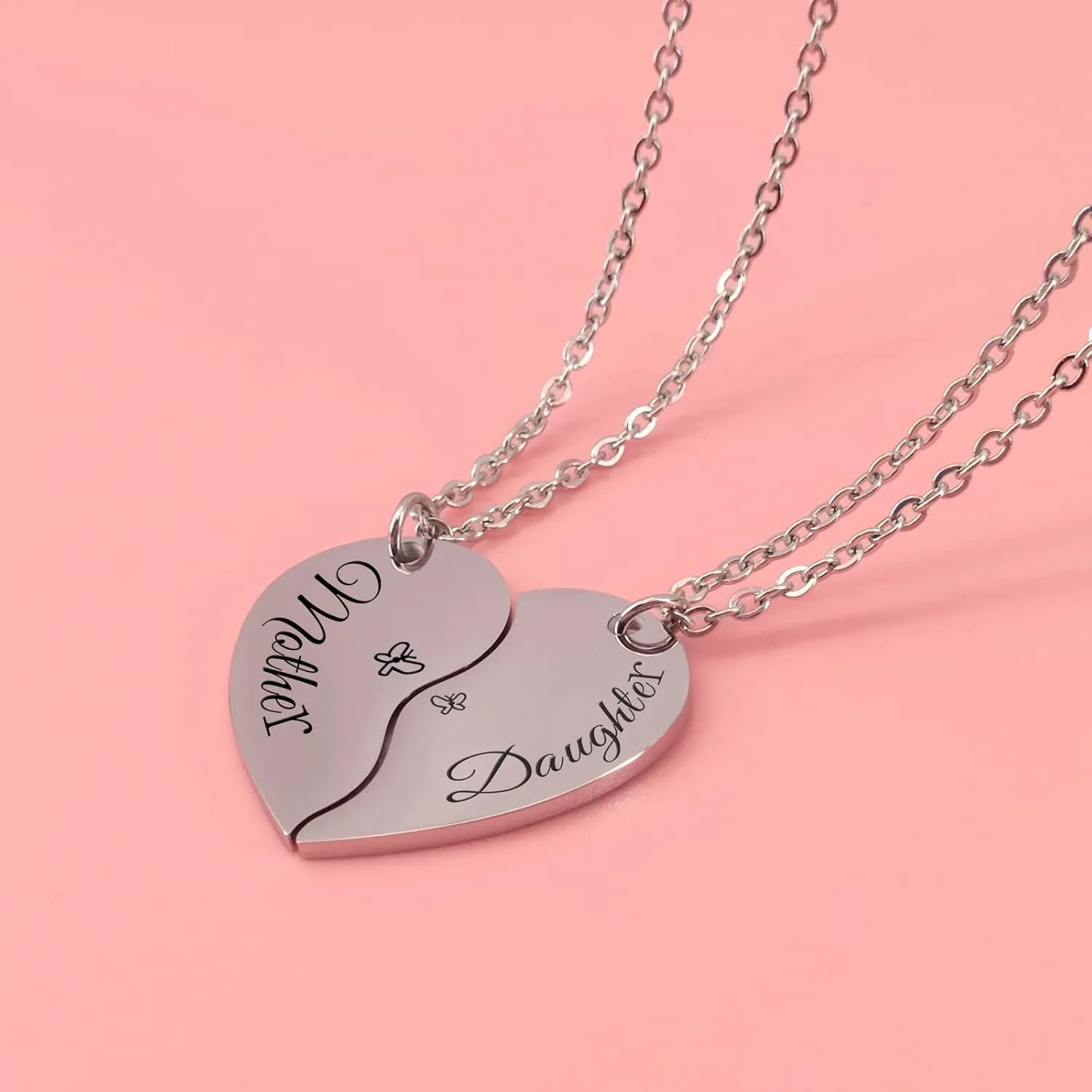 seensea Mother Daughter Necklace Set for 2 Half Heart Necklace for Family Women Girls