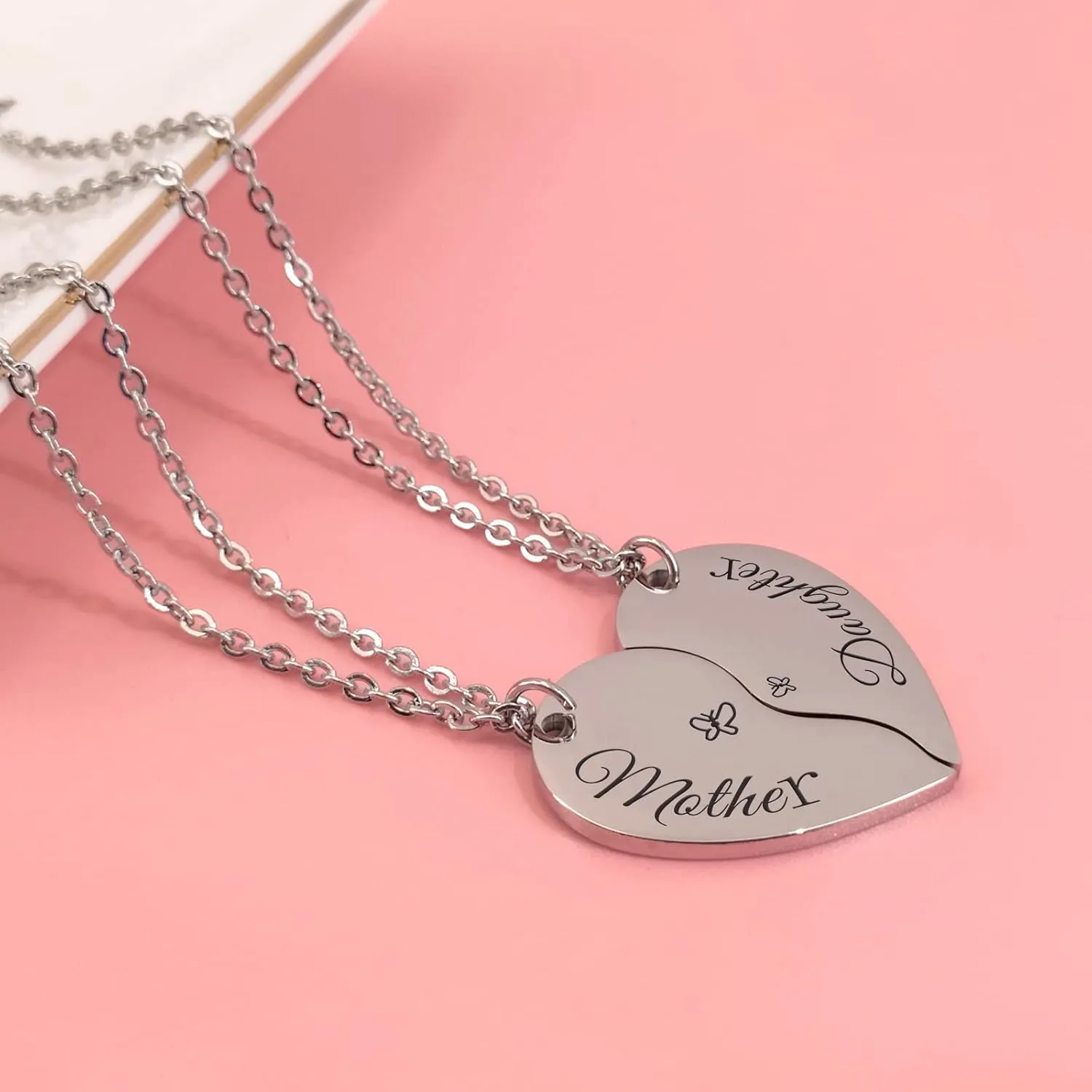 seensea Mother Daughter Necklace Set for 2 Half Heart Necklace for Family Women Girls